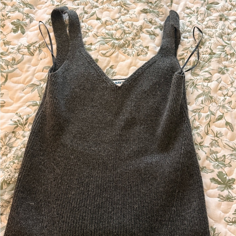 Old Navy Dark Charcoal Knit V-Neck Tank